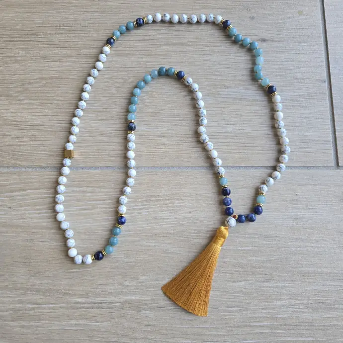 Collier Mala (Sérénité (howlite-sodalite-aquamarine))
